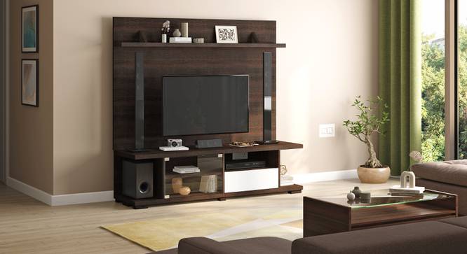 Iwaki Swivel TV Unit (Floor Standing Unit, Deep Walnut Finish) by Urban Ladder - Side View - 