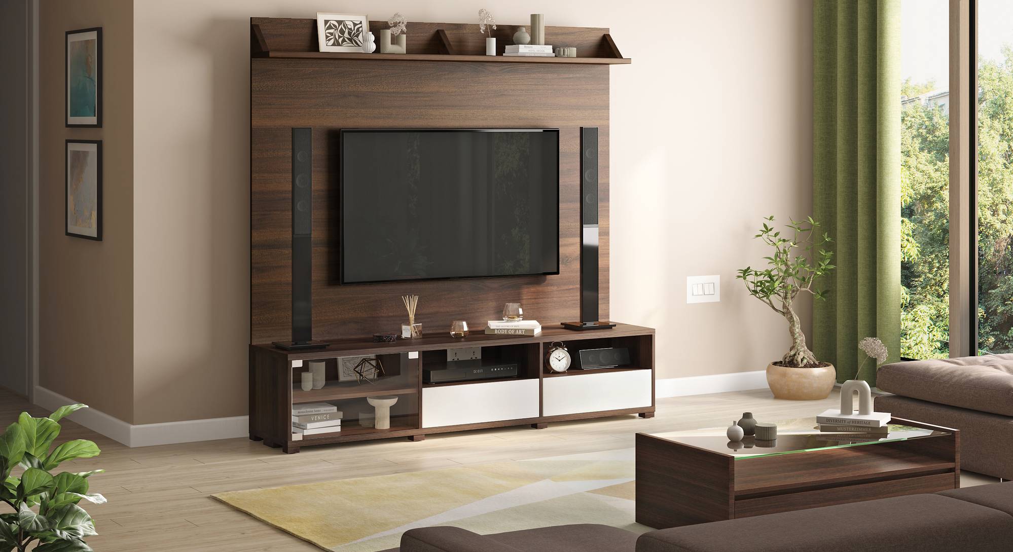 Iwaki Engineered Wood Swivel TV Unit Urban Ladder