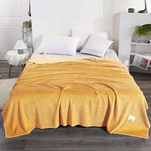Bedroom Linen In Hyderabad Design Yellow Solids 220 GSM Velvet Double Size Blanket