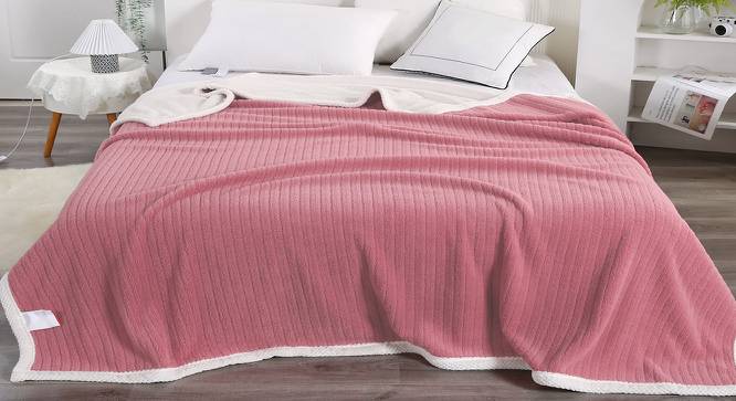 URBAN DREAM FASHION STRIPES SOLID LIGHT CORAL RED BLANKET (Red) by Urban Ladder - Front View Design 1 - 697210