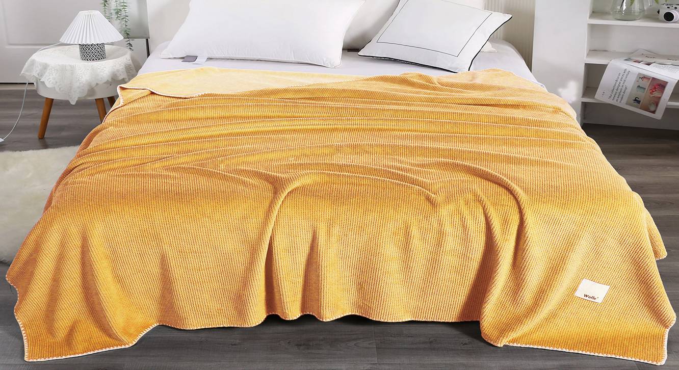 Yellow Solids 220 GSM Velvet Double Size Blanket Urban Ladder