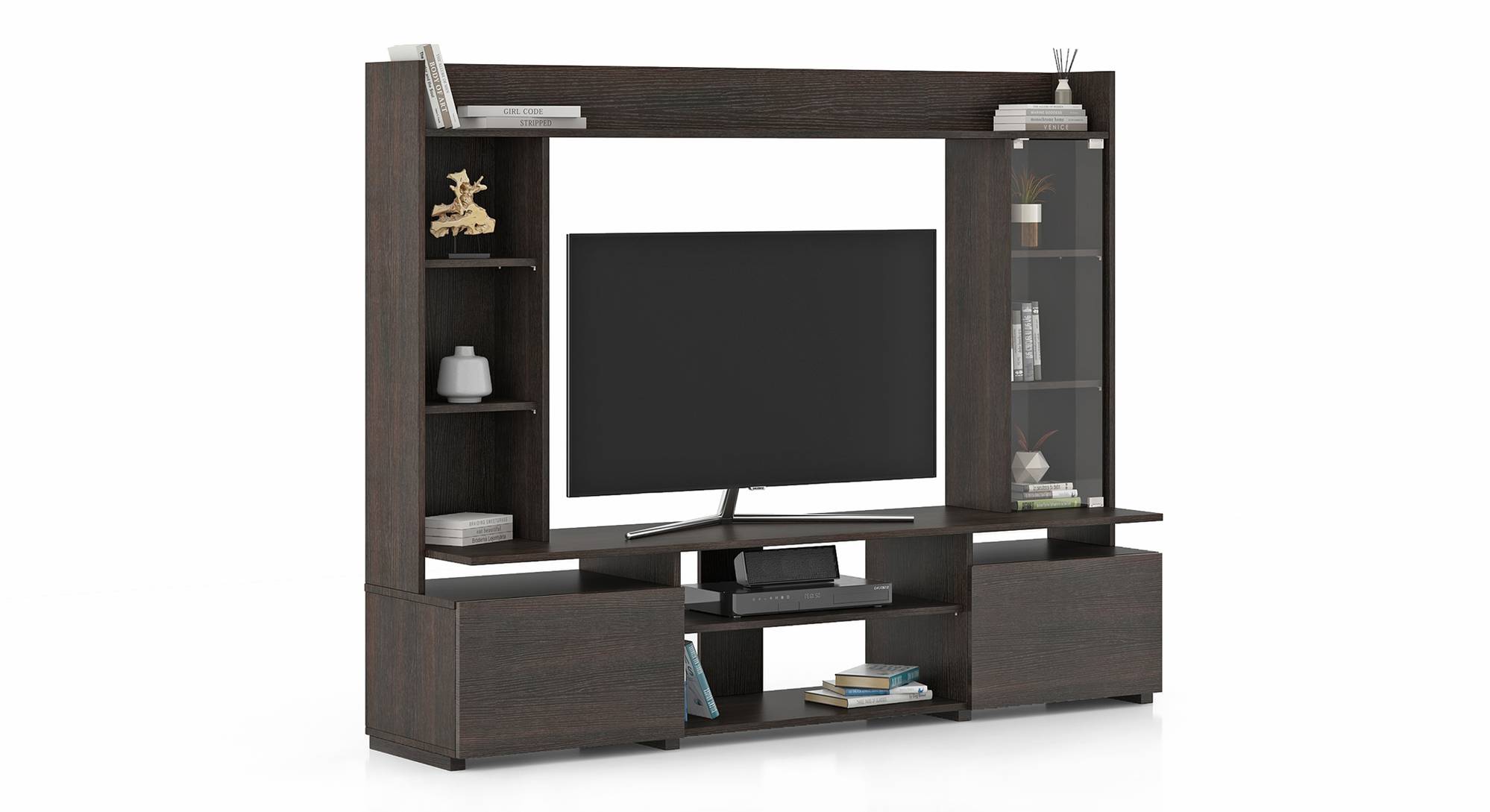 Celestin Engineered Wood Free Standing TV Unit in Columbian Walnut