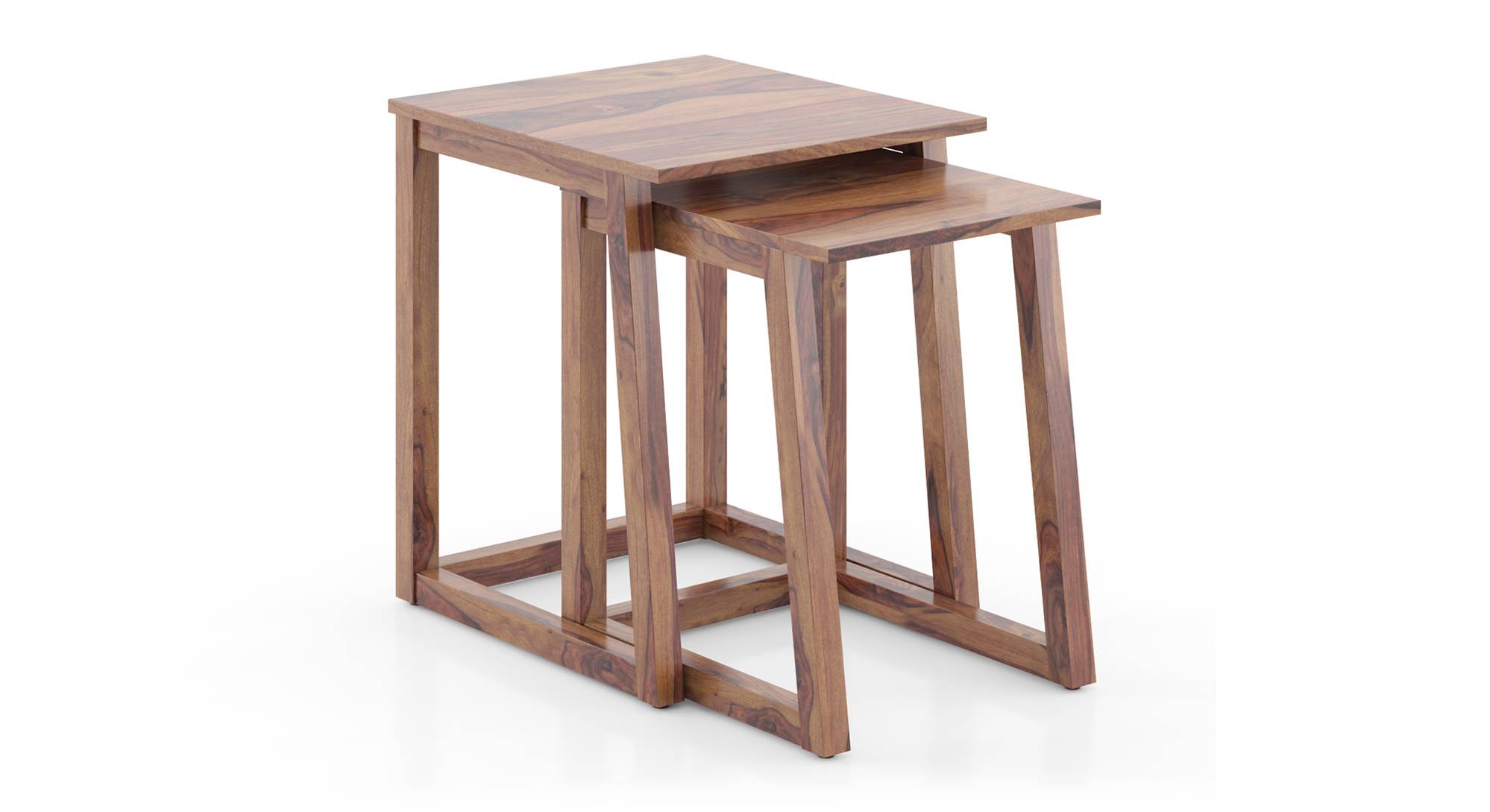 Silvino Solid Wood Nested Side Table in Teak Finish Urban Ladder