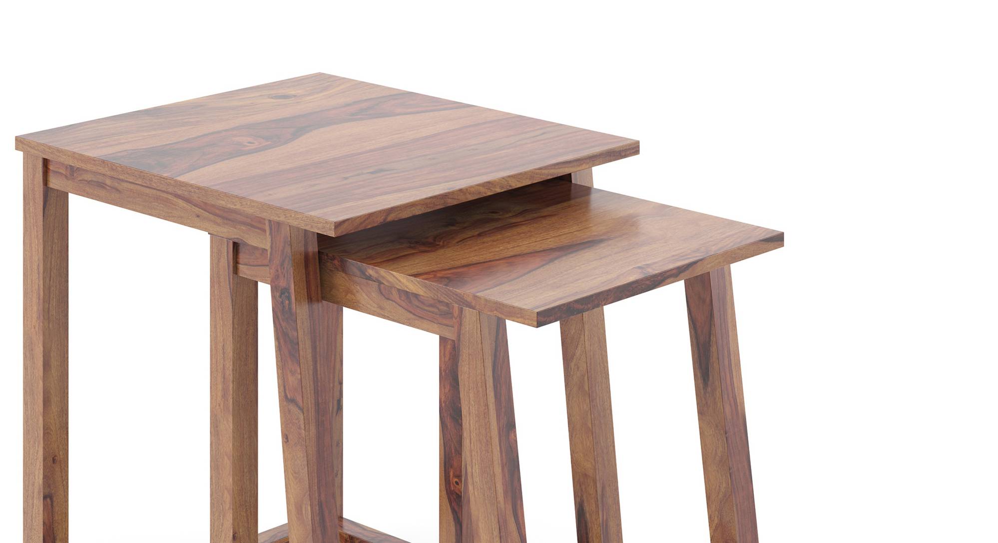 Silvino Solid Wood Nested Side Table in Teak Finish Urban Ladder