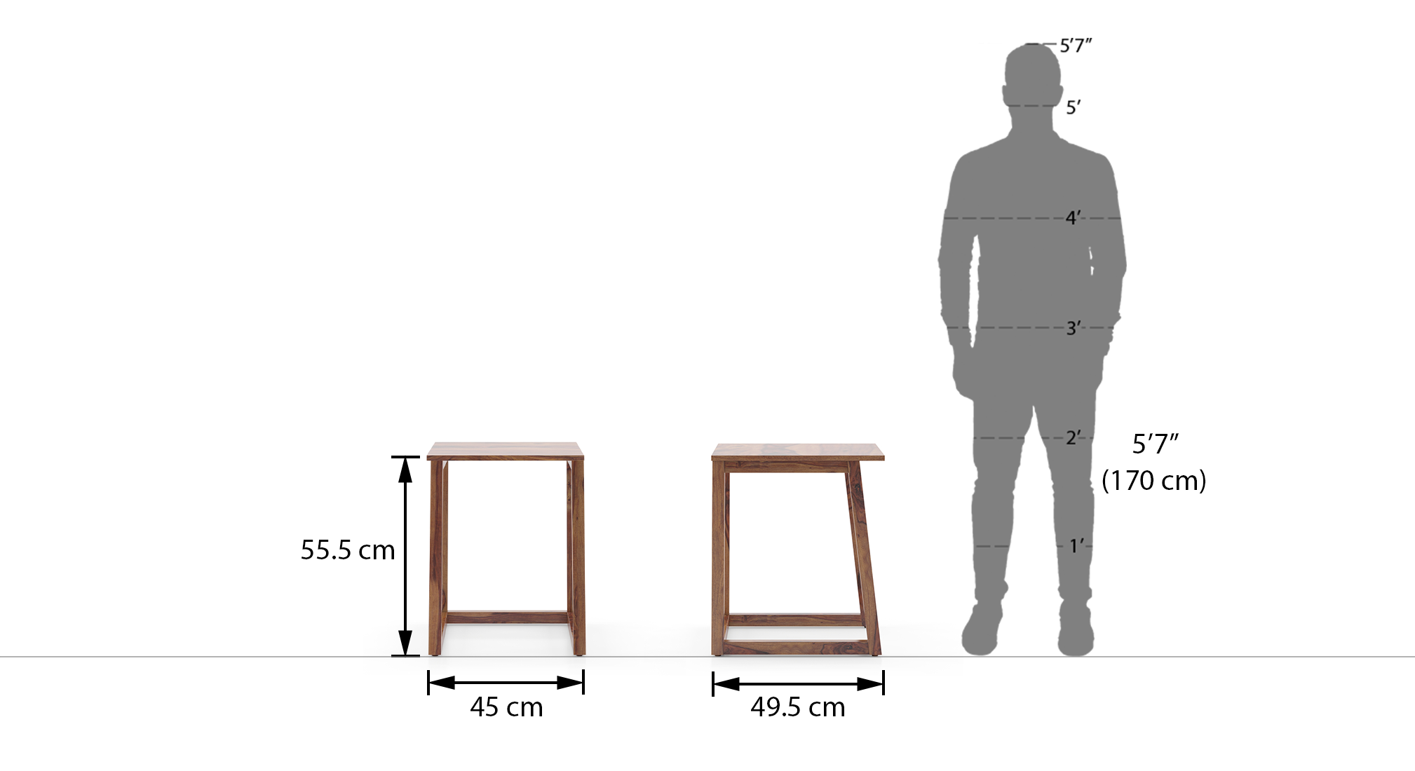 Silvino nested tables set of 2 in teak 8