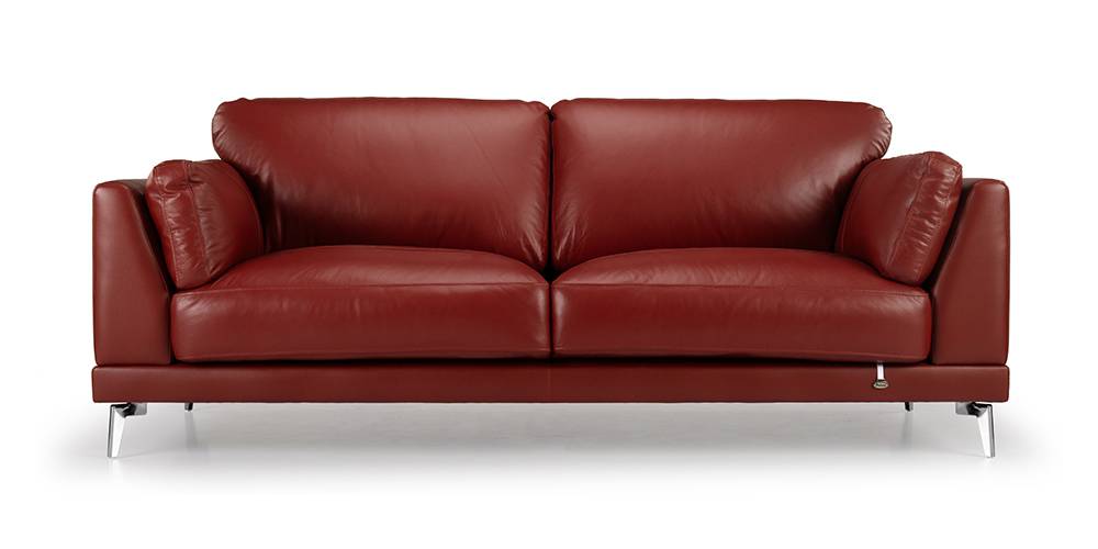 Fremont Leather Sofa (Maroon) by Urban Ladder - - 