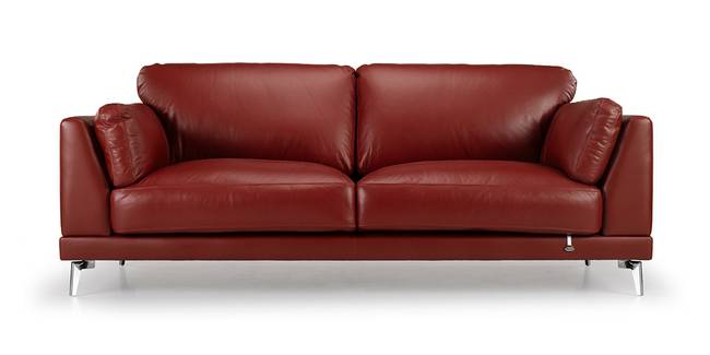 Fremont Leather Sofa (Maroon) (3-seater Custom Set - Sofas, None Standard Set - Sofas, Maroon, Regular Sofa Size, Regular Sofa Type, Leather Sofa Material)