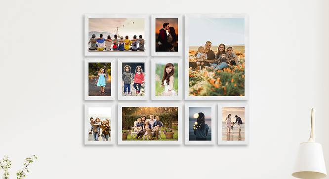 Wall Collage Photo Frame ELFGRP10BEM00380 (White) by Urban Ladder - Front View Design 1 - 699933