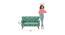 Memsaab Love Seat - Savanna Green (Tropical Ikkat Green) by Urban Ladder - - 