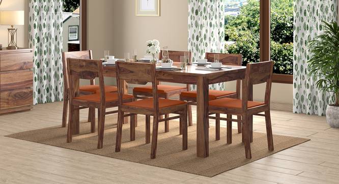 Kerry Dining Chairs - Set Of 2 (Teak Finish, Burnt Orange) by Urban Ladder - Front View - 