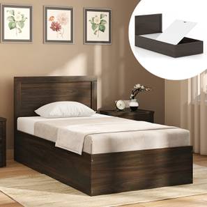 Beds With Storage Design Covelo Engineered Wood Single Box Storage Bed In Rustic Walnut Finish (Single Bed Size, Box Storage Type, Rustic Walnut Finish)