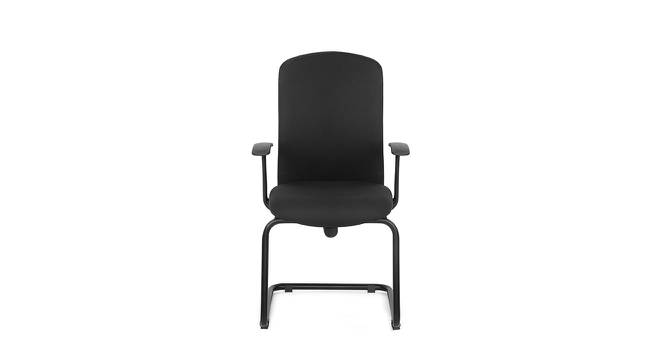 Gary Upholstered Visitor Chair with Armrest (Black) (Black) by Urban Ladder - Front View Design 1 - 701277