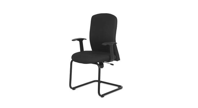 Gary Upholstered Visitor Chair with Armrest (Black) (Black) by Urban Ladder - Design 1 Side View - 701323