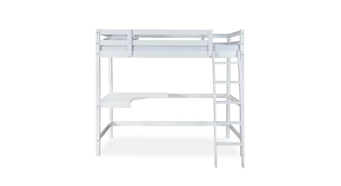 Genius Solid Wood Bunk Bed With Study Table & Left Side Ladder For Kids (White) (White, White Finish) by Urban Ladder - Design 1 Side View - 701423