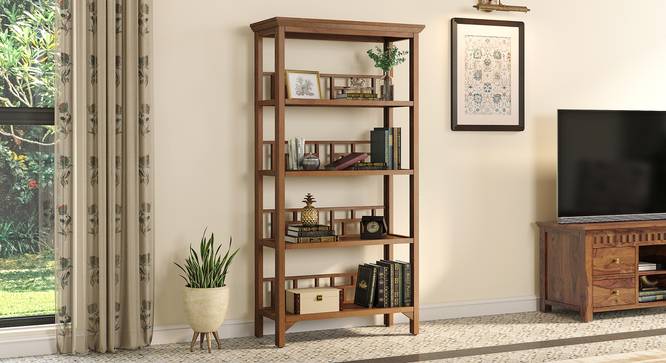 Enid Bookshelf (Finish: Mango Mahogany) (Amber Walnut Finish) by Urban Ladder - Front View - 