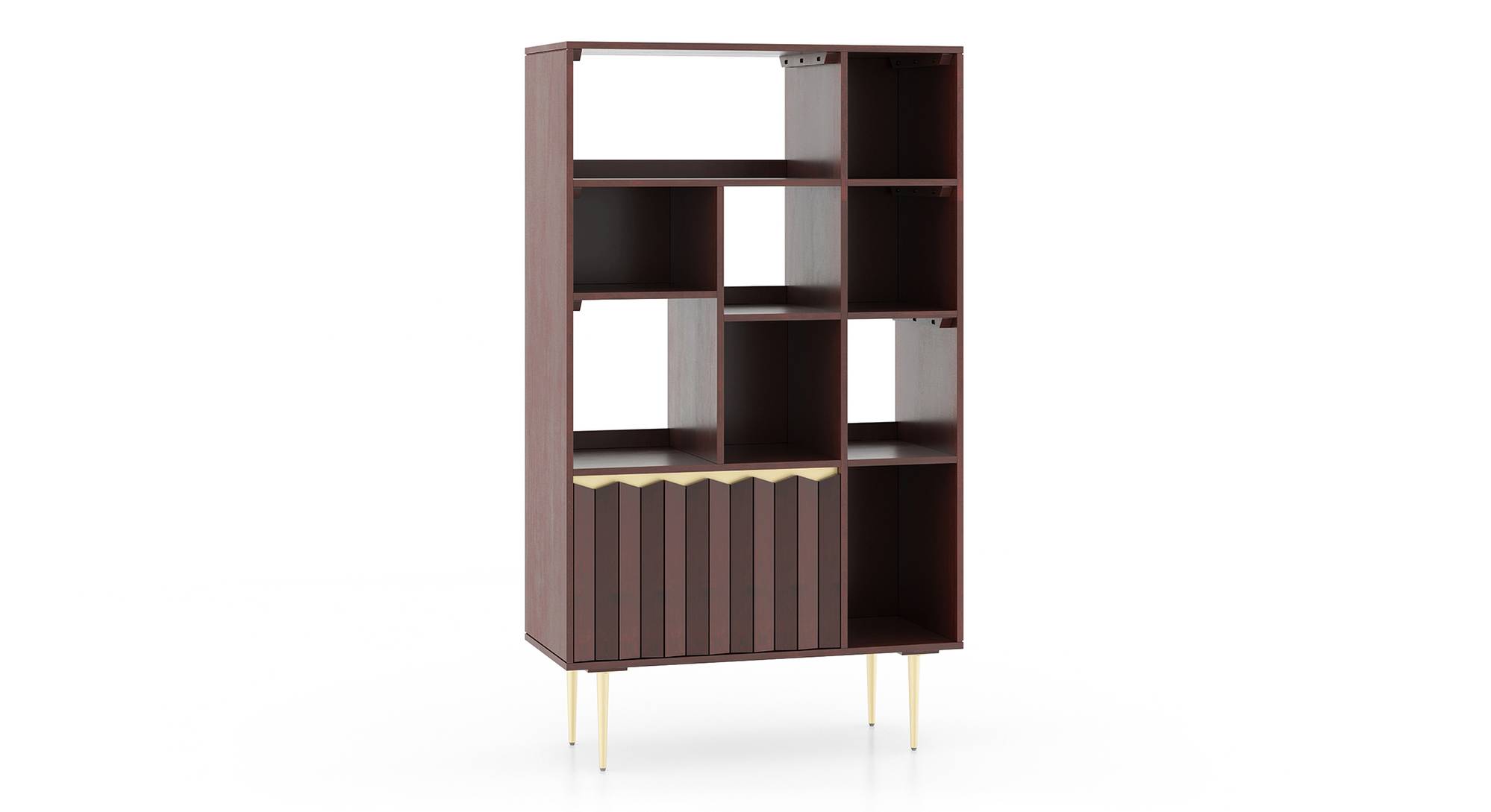 Keoni Solid Wood Bookshelf in Claret Mahogany Finish Urban Ladder