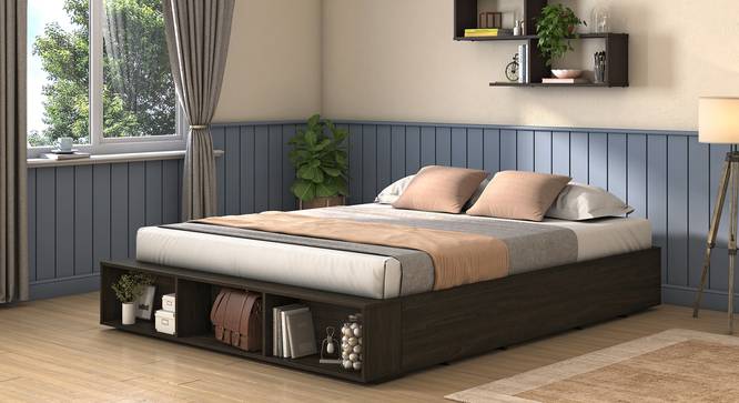 Toshi Platform Storage Bed (Queen Bed Size, Rustic Walnut Finish) by Urban Ladder - Full View Design 1 - 702395