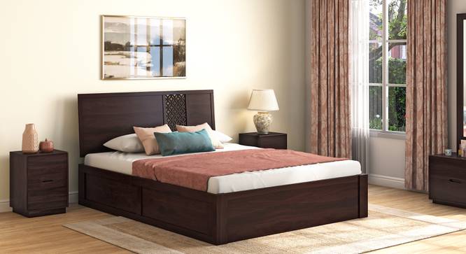 Alaca Storage Bed (Solid Wood) (Mahogany Finish, King Bed Size, Hydraulic Storage Type) by Urban Ladder - Front View - 702927