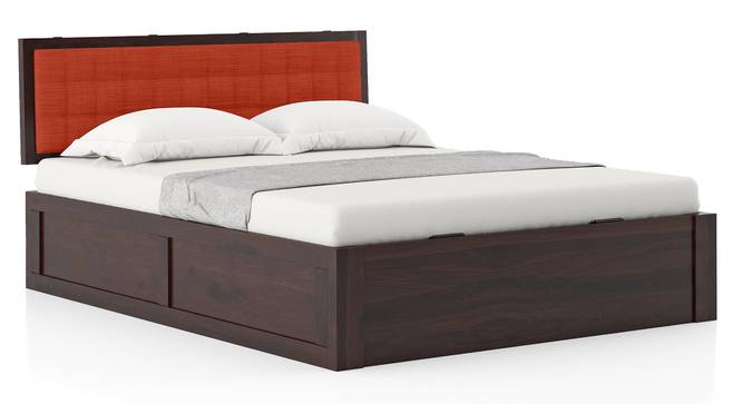 Florence Storage Bed (Solid Wood) (Mahogany Finish, Queen Bed Size, Lava, Hydraulic Storage Type) by Urban Ladder - Front View - 703023
