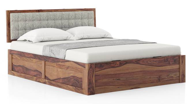 Florence Storage Bed (Solid Wood) (Teak Finish, King Bed Size, Monochrome Paisley, Hydraulic Storage Type) by Urban Ladder - Side View - 703031