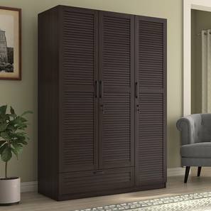 Bennis Range Design Bennis Engineered Wood 3 Door Wardrobe Without Mirror in Dark Walnut Finish