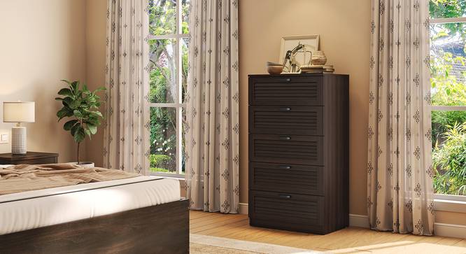 Bennis Chest of 5 Drawers Finish: Dark Walnut (Dark Walnut Finish) by Urban Ladder - Side View - 