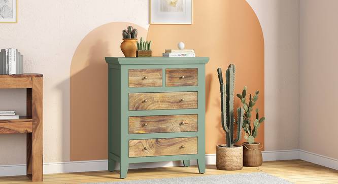 Avelin Chest of Drawer Finish: Sage green (Green Finish) by Urban Ladder - Front View - 