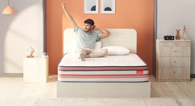 Propel Plus 3 Zoned NRG Layer Medium Firm Pocket Spring Mattress with Zero Motion Transfer & Euro Top - Double Size (Beige, 8 in Mattress Thickness (in Inches), 72 x 48 in Mattress Size, Double Mattress Type) by Urban Ladder - Design 1 Side View - 707213
