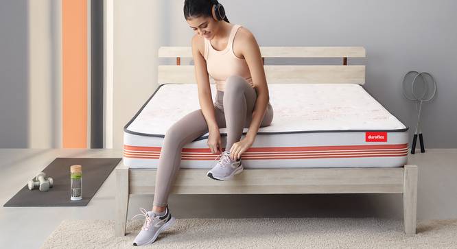 Boltt 3 Zoned NRG Layer Medium Firm Bonnell Spring Mattress with Extra Air Circulation and Coolness - Queen Size (Beige, Queen Mattress Type, 7 in Mattress Thickness (in Inches), 78 x 66 in Mattress Size) by Urban Ladder - Design 1 Side View - 707974