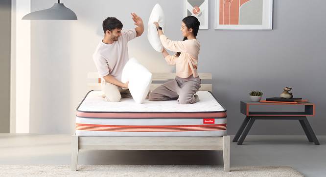 Boltt Plus 3 Zoned NRG Layer Medium Firm Bonnell Spring Euro Top Mattress with Extra Air Circulation and Coolness - Single Size (Beige, Single Mattress Type, 8 in Mattress Thickness (in Inches), 72 x 35 in Mattress Size) by Urban Ladder - Design 1 Side View - 707991