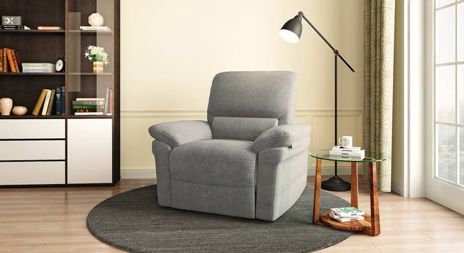 Bernice 3 Seater Fabric Recliner in Tan Fabric (One Seater, Dolphin Grey) by Urban Ladder - Front View - 