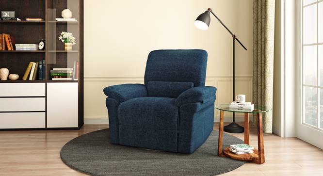 Bernice 3 Seater Fabric Recliner in Tan Fabric (One Seater, Capri Blue) by Urban Ladder - Front View - 