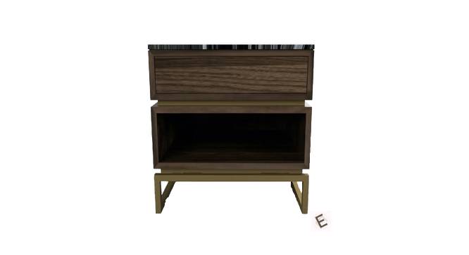 Huch Series Bedside Table with Stone Top and MS Powder Coated Gold Base (Natural Finish) by Urban Ladder - Design 1 Side View - 710885