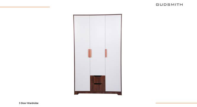 Wardrobe Frosty white & Columbian walnut in walnut finish (Frosty White & Columbian Walnut Finish) by Urban Ladder - Front View Design 1 - 710924