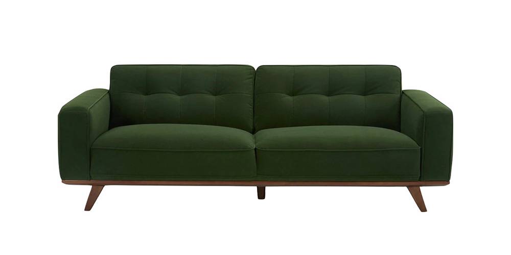 Dammask Fabric Sofa (Midnight Forest Green Colour) by Urban Ladder - - 