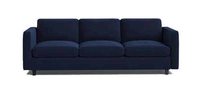 Chambray Fabric Sofa (Blue, 3-seater Custom Set - Sofas, None Standard Set - Sofas, Fabric Sofa Material, Regular Sofa Size, Regular Sofa Type)