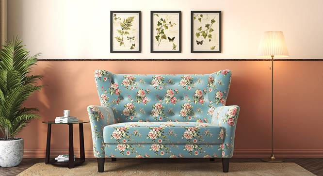 Frida Loveseat (Dusty Teal Floral) by Urban Ladder - Front View - 
