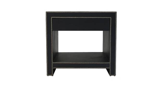 Ler Series Bedside Table in Black Leatherette and Pewter Nailhead Trims (Black Finish) by Urban Ladder - Front View Design 1 - 711137