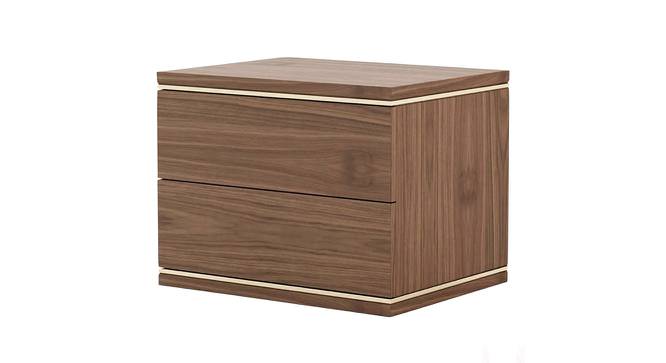 Bulle Bedside Table polished in Matte Finish with trims in Gold (Natural Finish) by Urban Ladder - Front View Design 1 - 711139