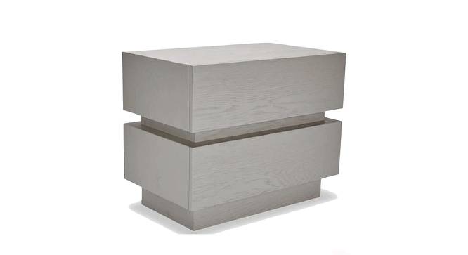 Lagere Series Bedside Table polished in dual Colours (Natural for Drawers & Black) (Silver Finish) by Urban Ladder - Front View Design 1 - 711140