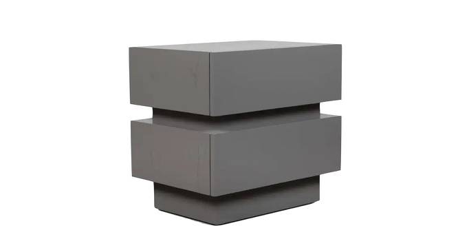 Lagere Series Bedside Table polished in dual Colours (Natural for Drawers & Black) (Grey Finish) by Urban Ladder - Front View Design 1 - 711142