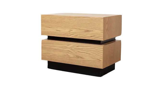 Lagere Series Bedside Table polished in dual Colours (Natural for Drawers & Black) (Black Finish) by Urban Ladder - Front View Design 1 - 711143