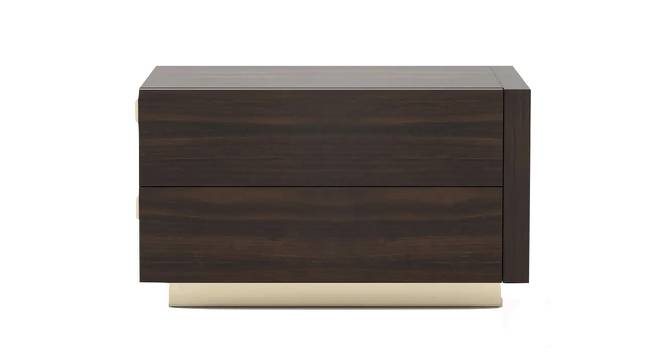 Tgere Series polished Bedside Table with Gold  Base (Walnut Finish) by Urban Ladder - Design 1 Side View - 711146