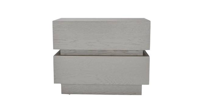 Lagere Series Bedside Table polished in dual Colours (Natural for Drawers & Black) (Silver Finish) by Urban Ladder - Design 1 Side View - 711148