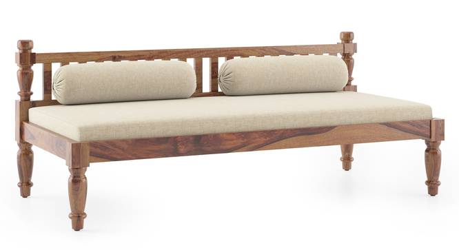 Emma Day Bed -Finish- Teak, Fabric - Macadamia Brown Hopsack weave (Teak Finish, Macadamia Brown) by Urban Ladder - Front View - 