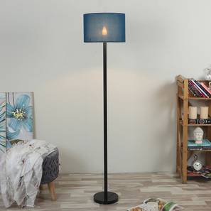 Floor Lamps Design Waldo Blue Cotton Floor Lamp with Solid Wood (Black)