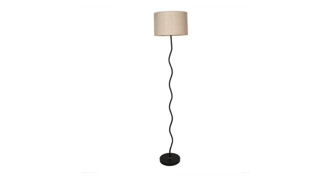 West Grey Jute Floor Lamp with Solid Wood (Black) by Urban Ladder - Front View Design 1 - 712099