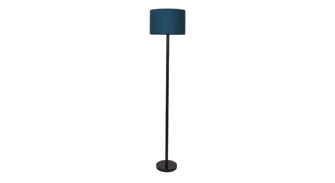 Waldo Blue Cotton Floor Lamp with Solid Wood (Black) by Urban Ladder - Front View Design 1 - 712109