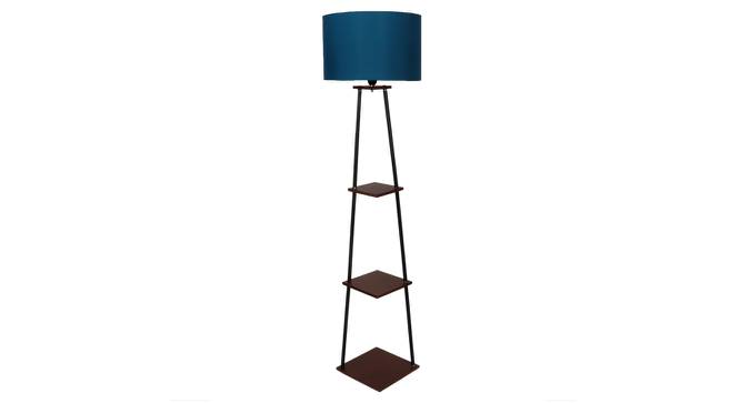 Rosemary Blue Cotton Floor Lamp with Solid Wood (Brown) by Urban Ladder - Front View Design 1 - 712120