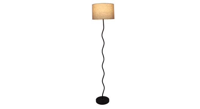West Grey Jute Floor Lamp with Solid Wood (Black) by Urban Ladder - Design 1 Side View - 712132